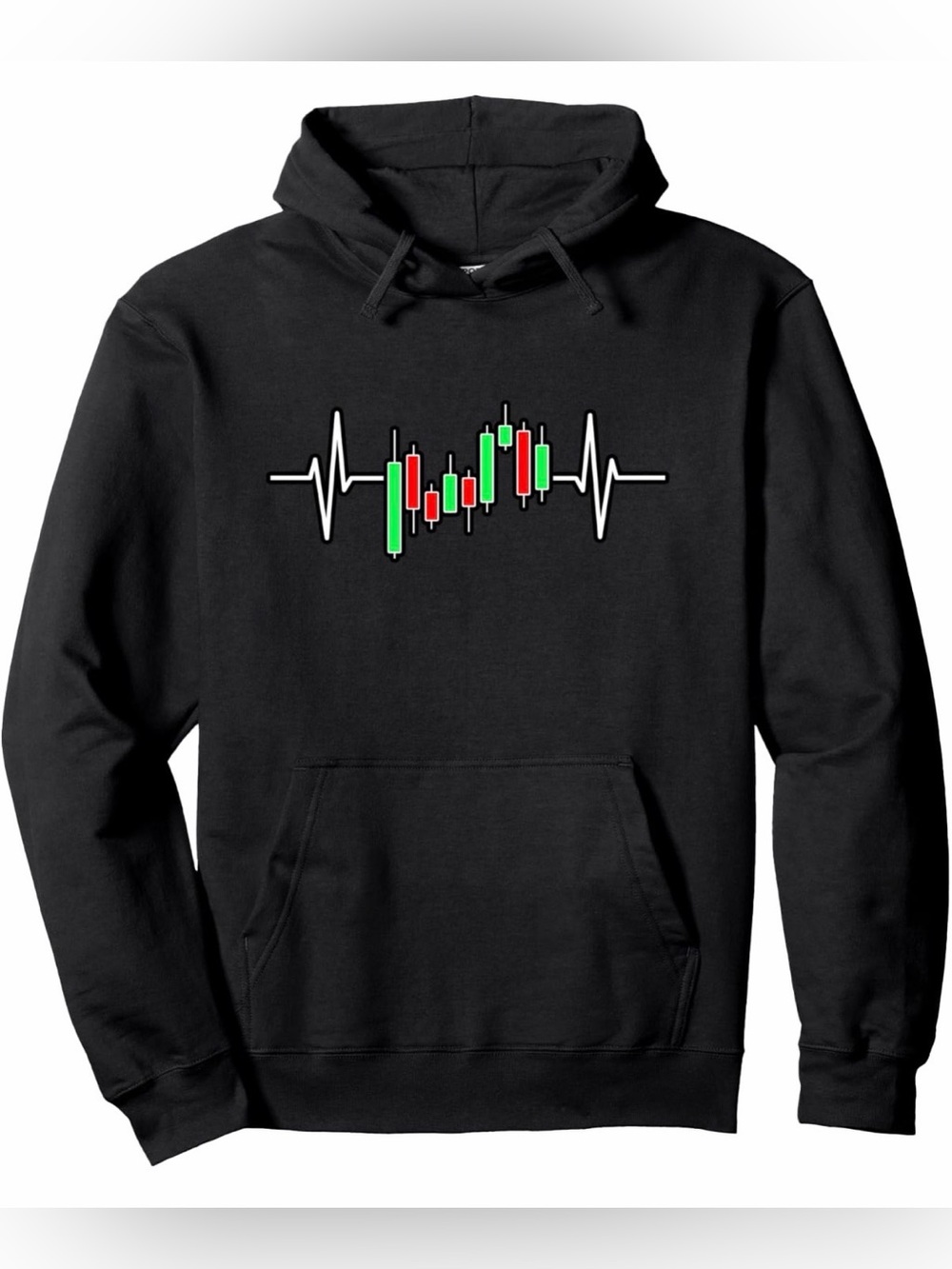 Trader Heartbeat Pulse Crypto Forex Stock Market Pullover Hoodie Black Size M
